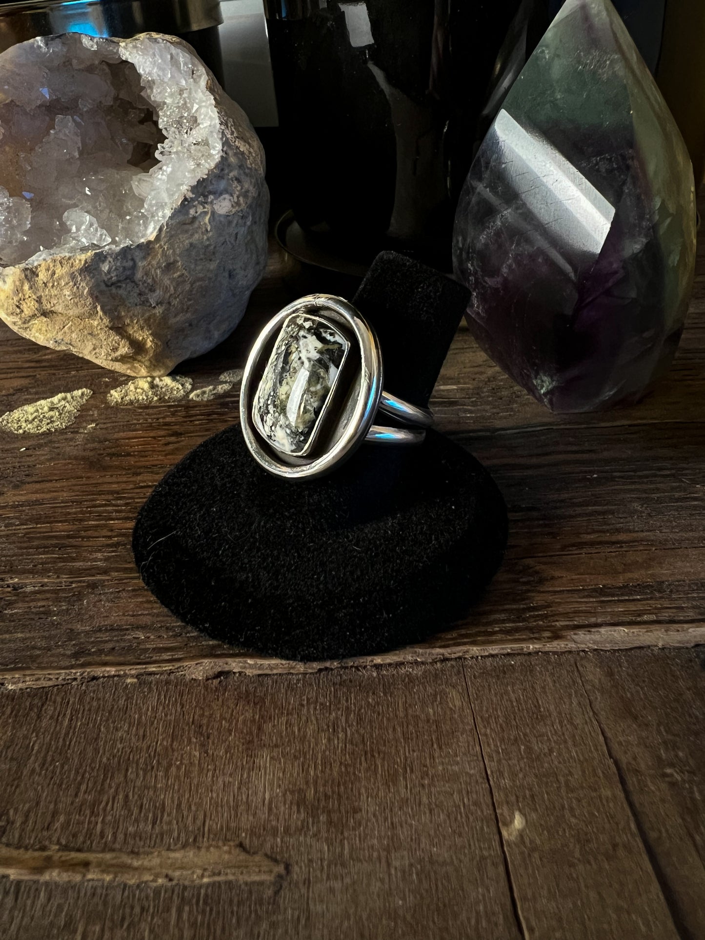 White buffalo negative space ring