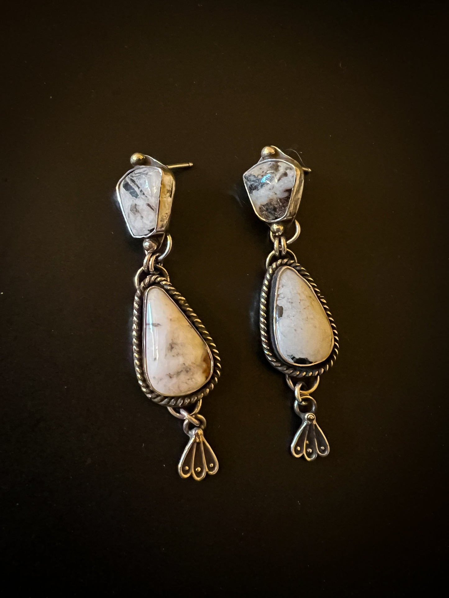 White buffalo stud earrings