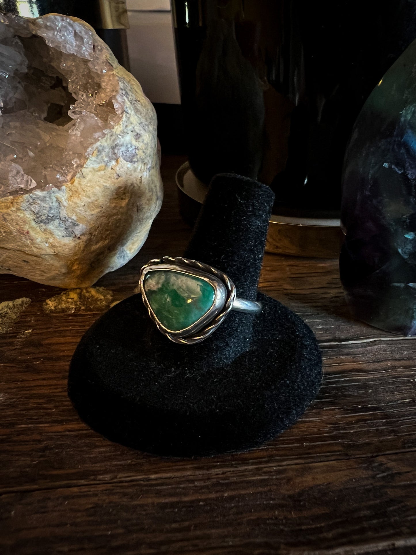Mint Green Mixed Broken Arrow Variscite Ring