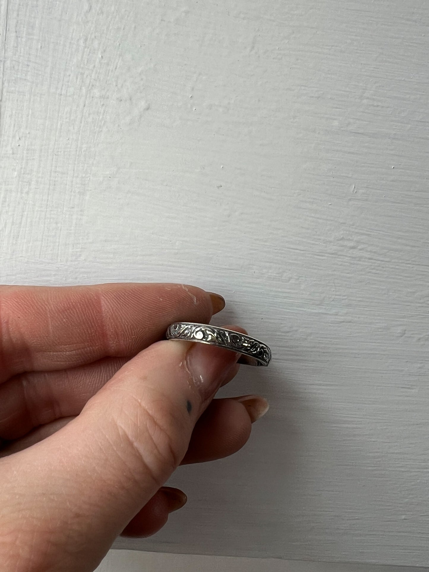 Silver Stack band _ engraved