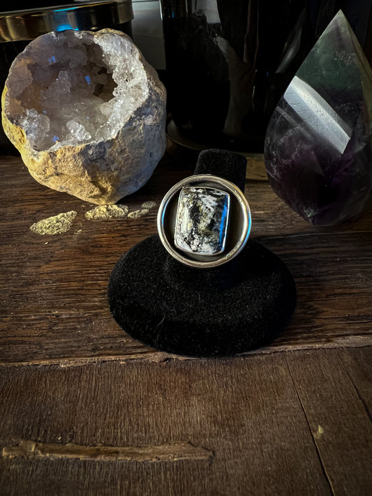 White buffalo negative space ring