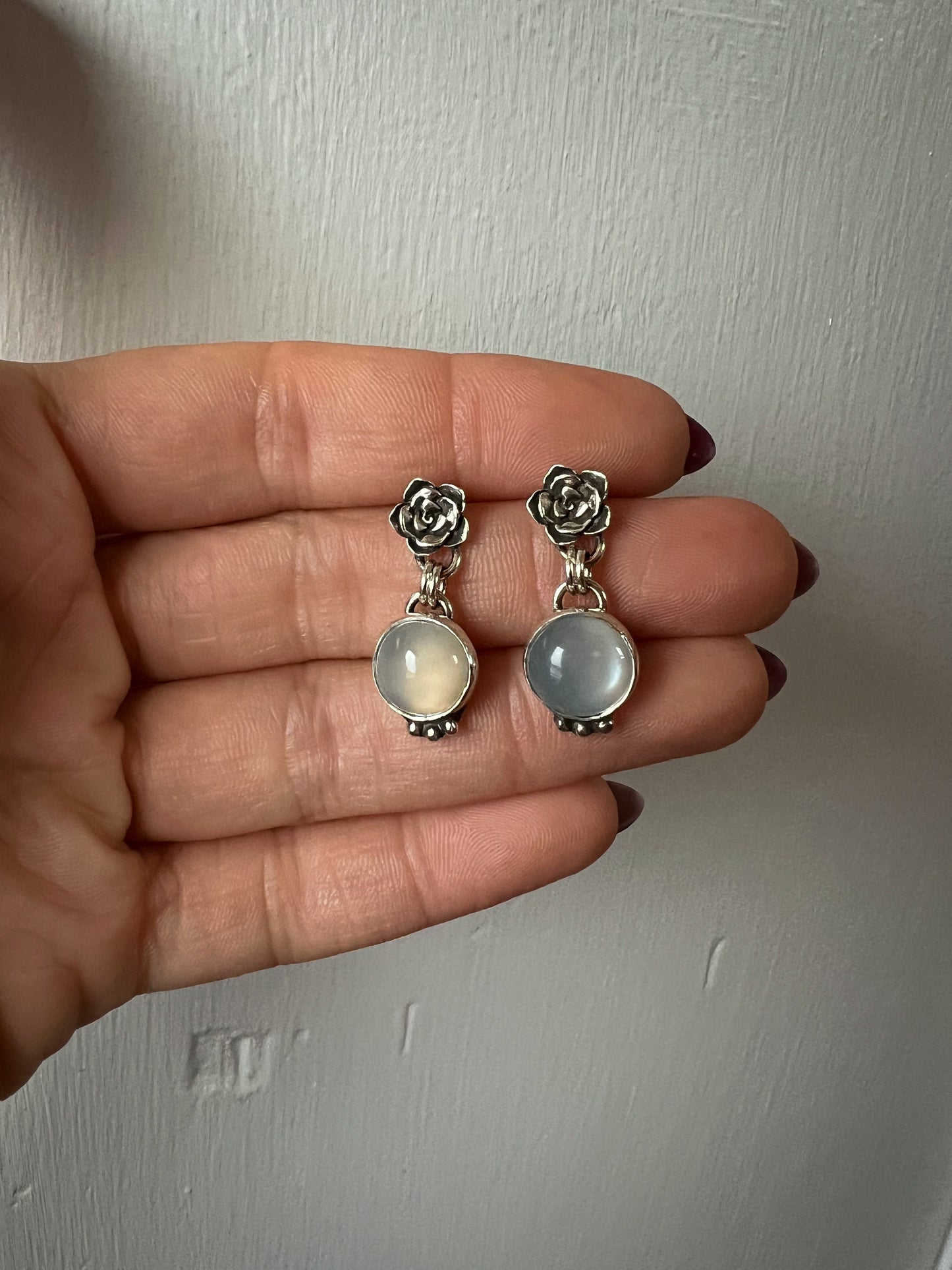 White rose stud earrings