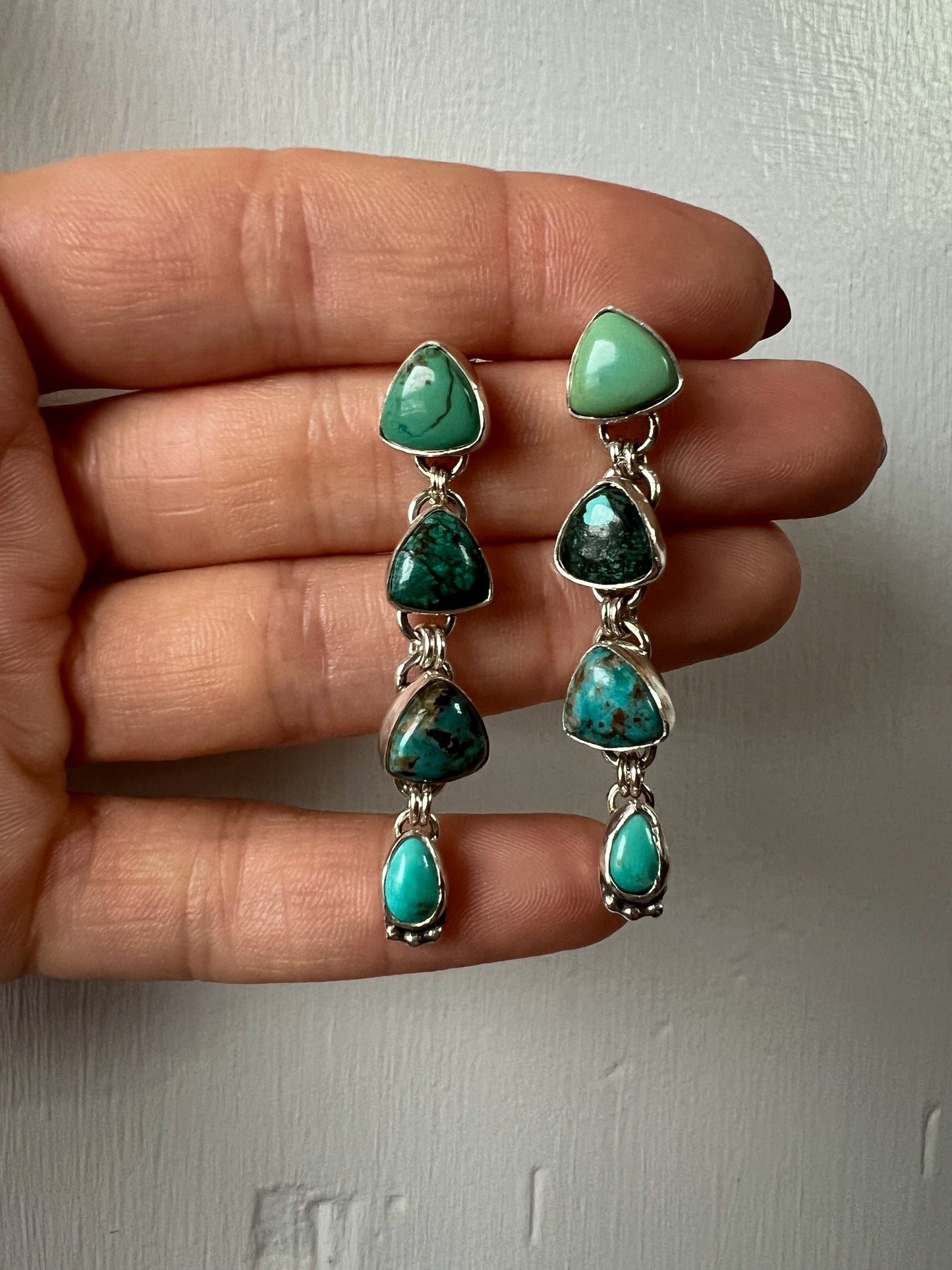 Turquoise_ triangle stud earrings