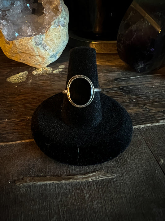 Black onyx flat oval ring