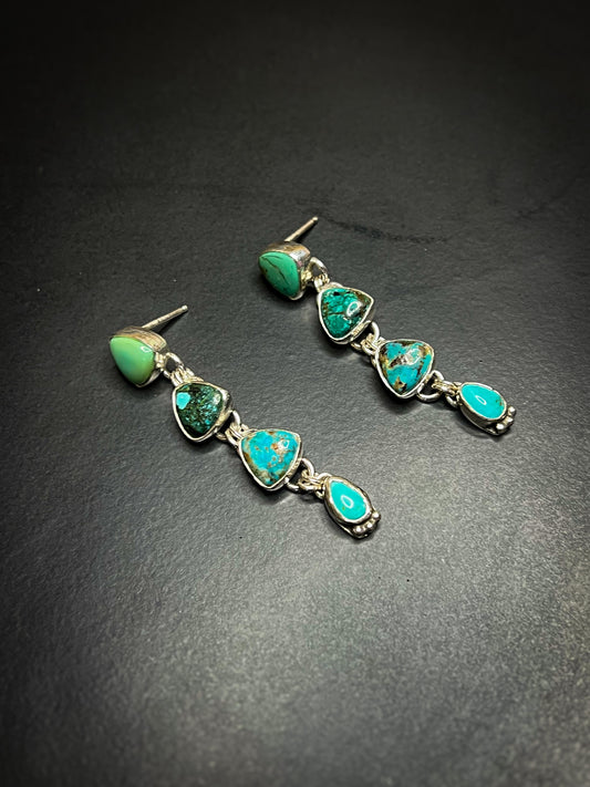 Turquoise_ triangle stud earrings