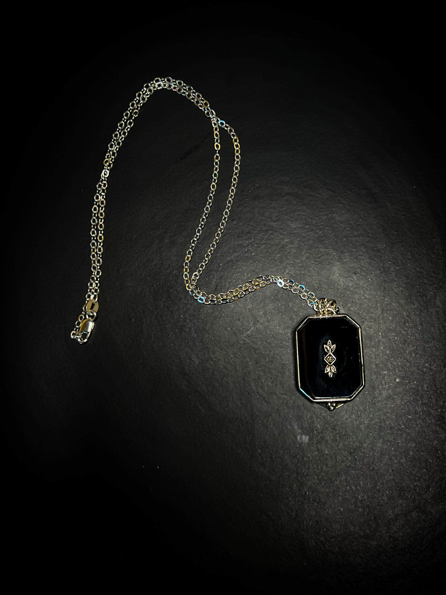 Black Onyx diamond inlay necklace