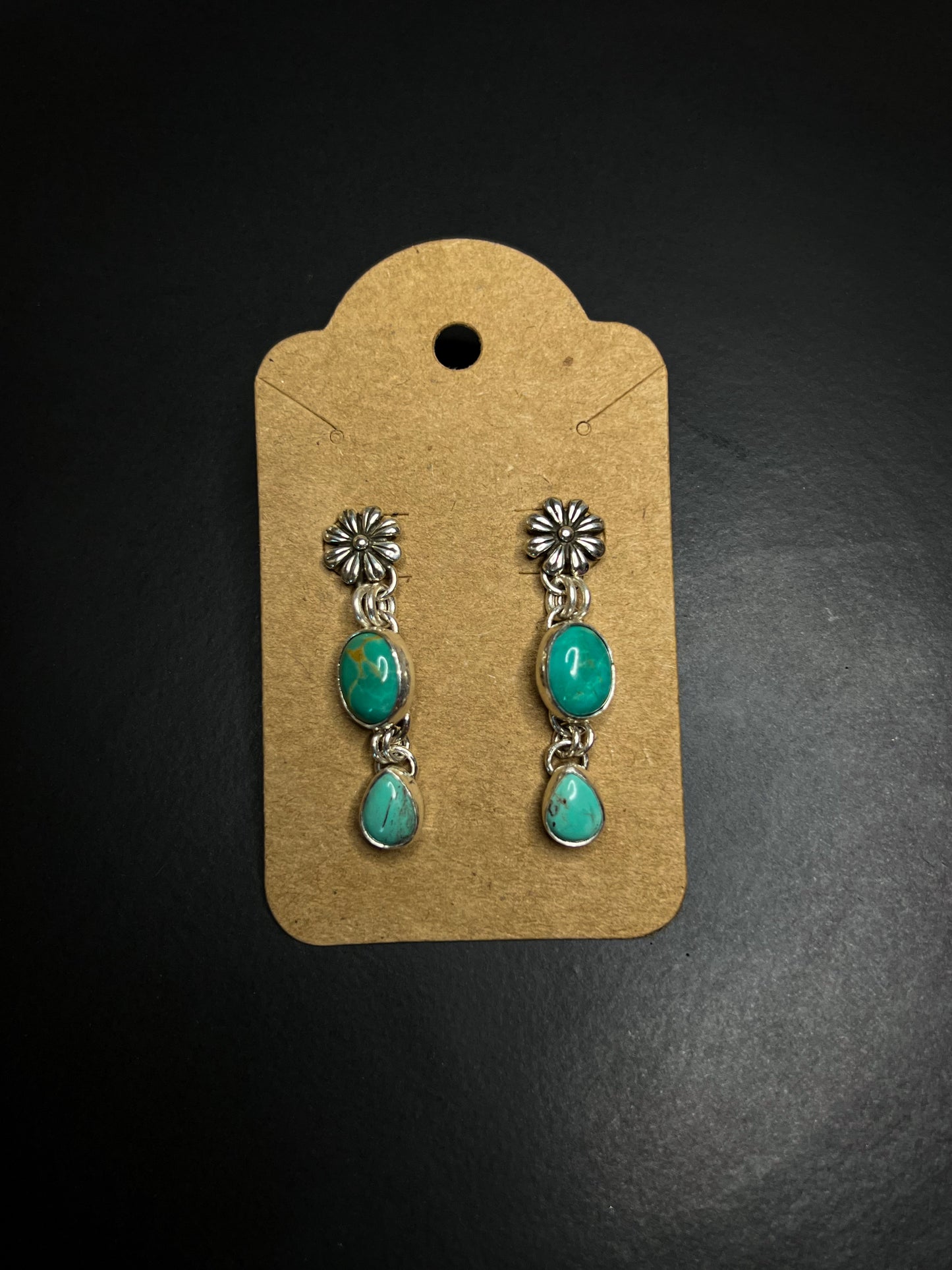 Flower - turquoise drop earrings