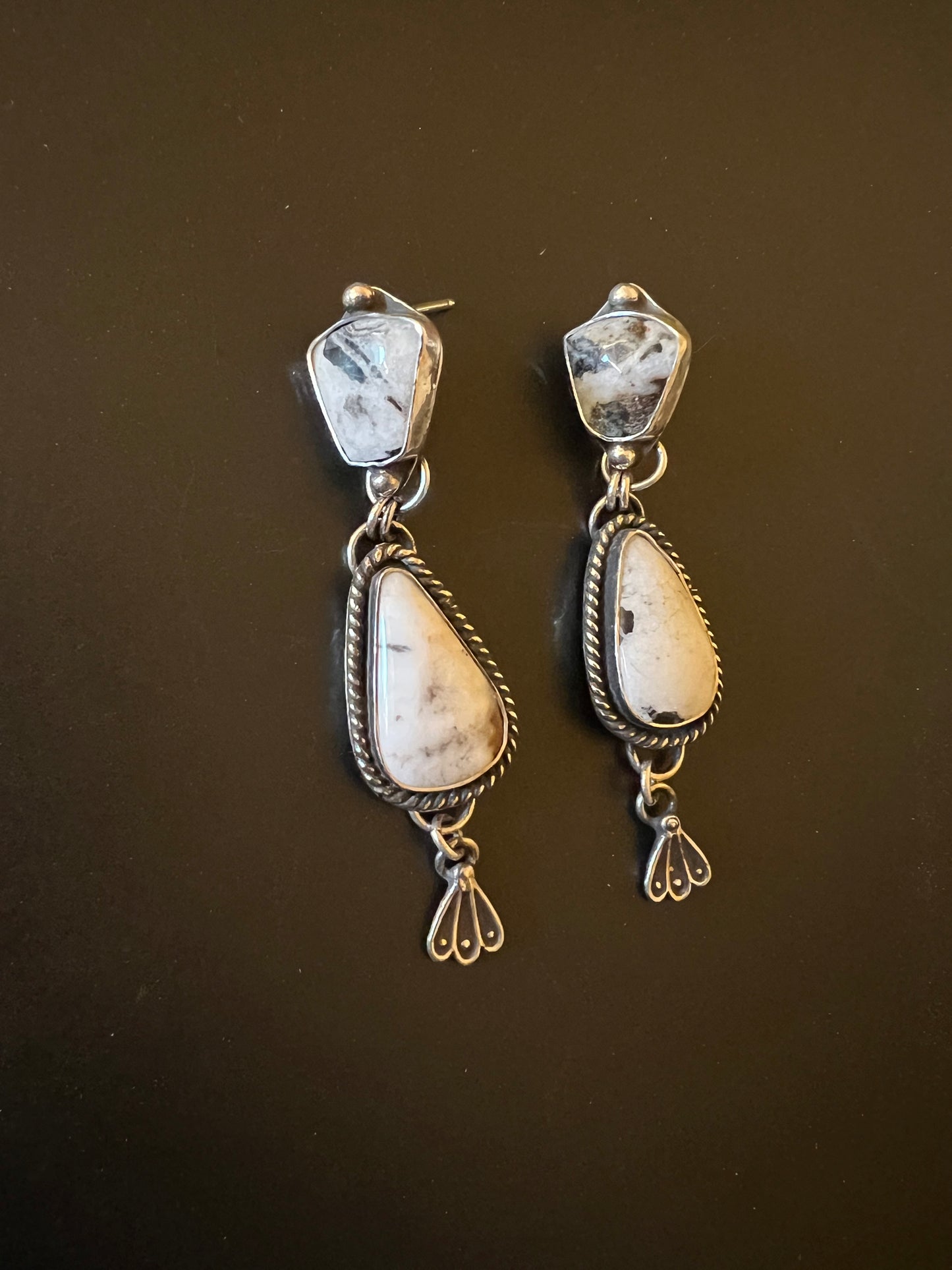 White buffalo stud earrings