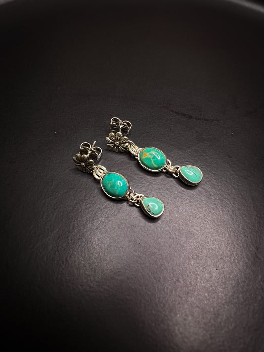 Flower - turquoise drop earrings