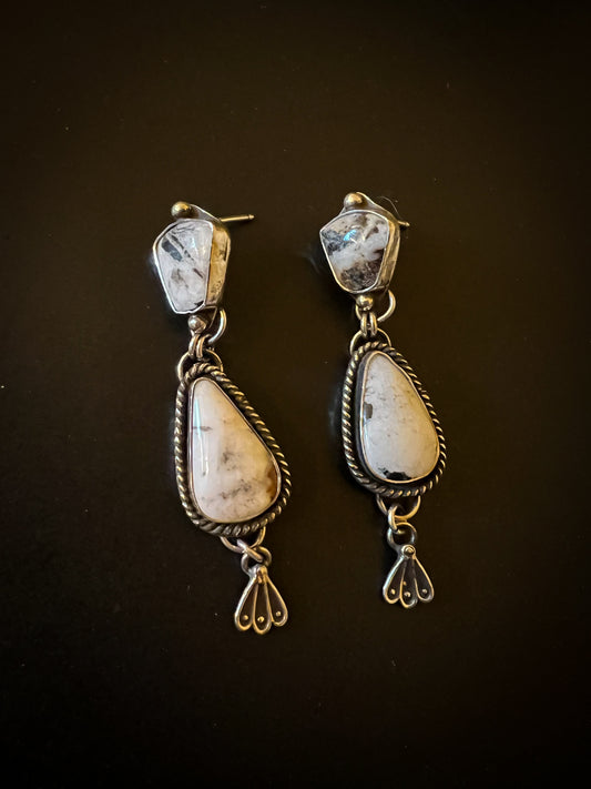 White buffalo stud earrings