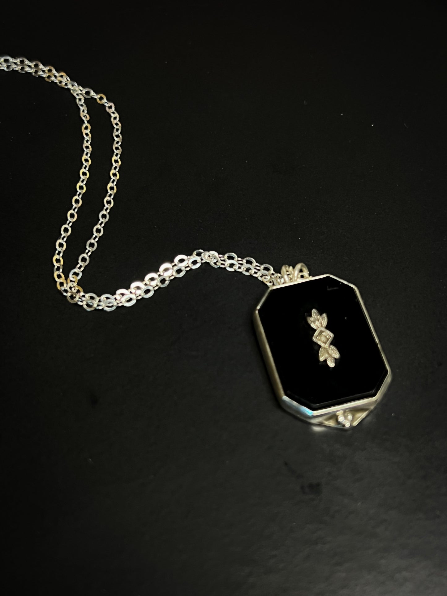 Black Onyx diamond inlay necklace