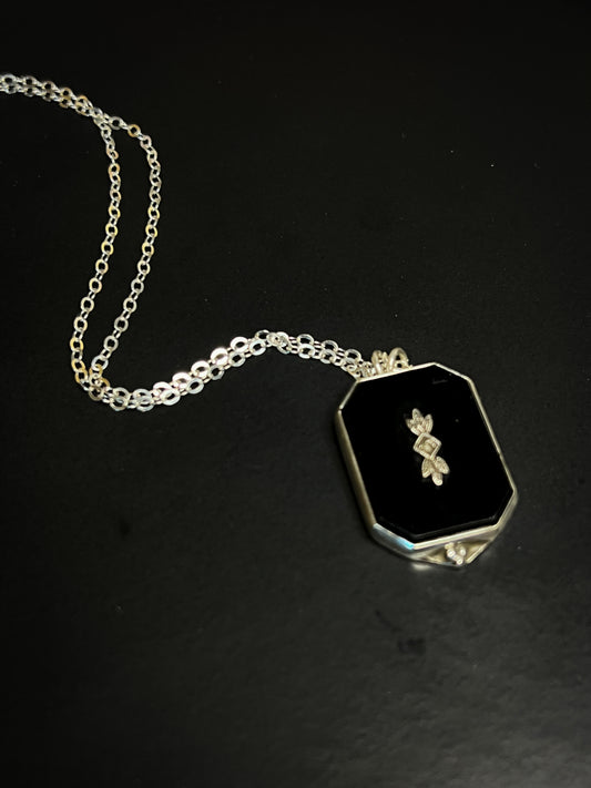 Black Onyx diamond inlay necklace