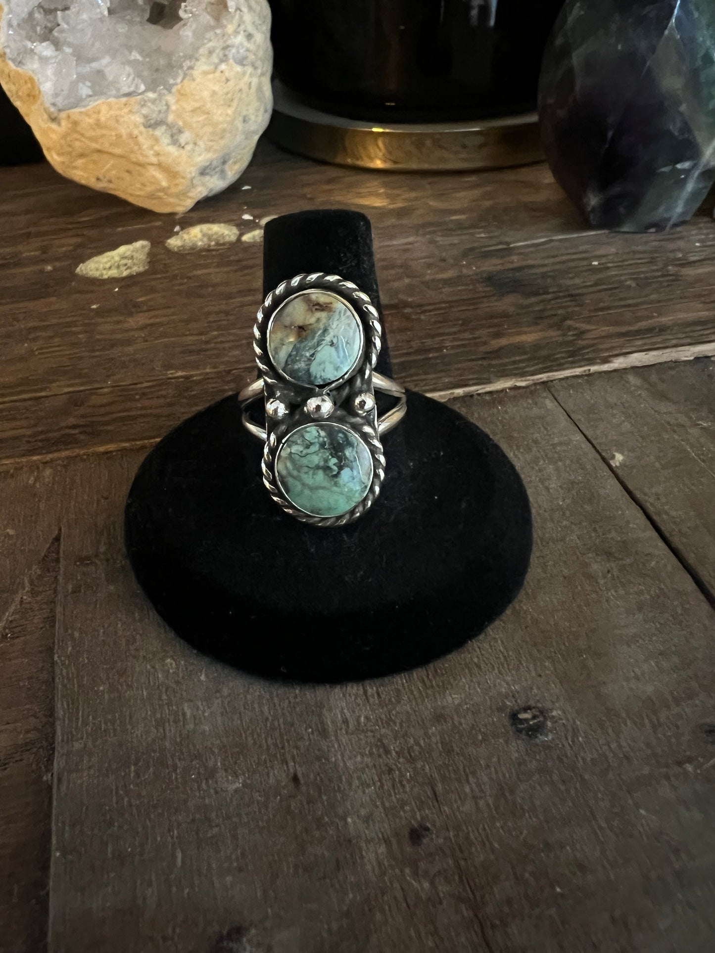 Double Round Turquoise Ring