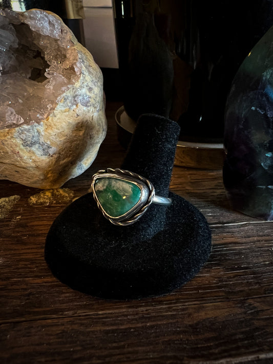 Mint Green Mixed Broken Arrow Variscite Ring