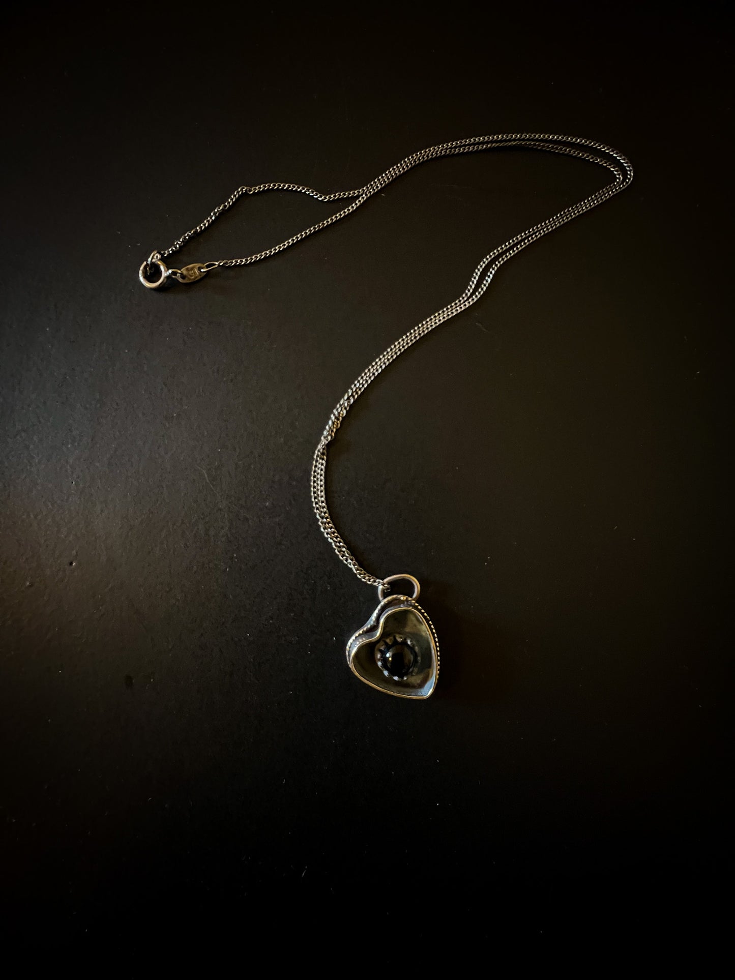 Negative space Onyx Heart Necklace