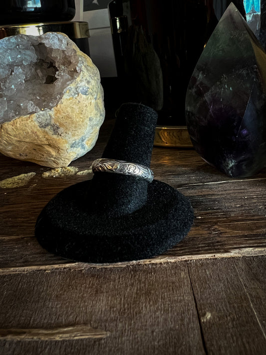 Sterling Silver band _ Floral
